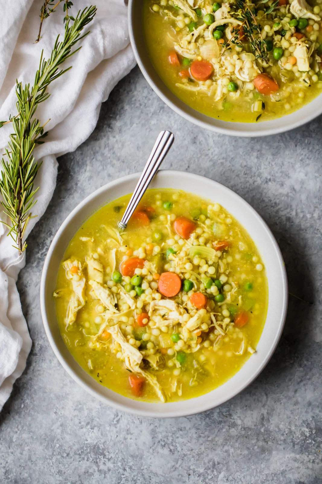two bowls of the best chicken soup with couscous